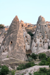 Fairy chimneys near Cavusin Town in Cappadocia