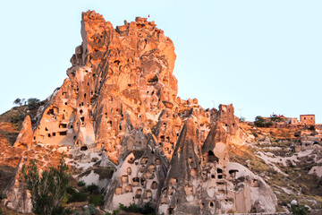 Fairy chimneys near Cavusin Town in Cappadocia