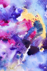 Watercolor abstract background, real art. Multicolored painting on paper, ink artwork for printing, illustrations. Background for books, leaflet, brochure printing.