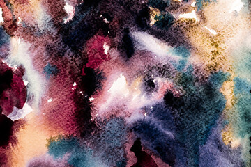 Watercolor abstract background, real art. Multicolored painting on paper, ink artwork for printing, illustrations. Background for books, leaflet, brochure printing.