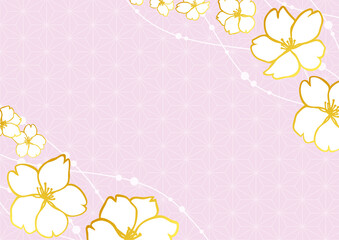 桜の花と麻の葉模様のシンプルな背景素材