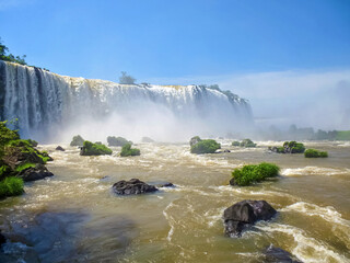 Part of The Iguazu Falls seen from the Brasilian National Park. Border of Brazil and Argentina....