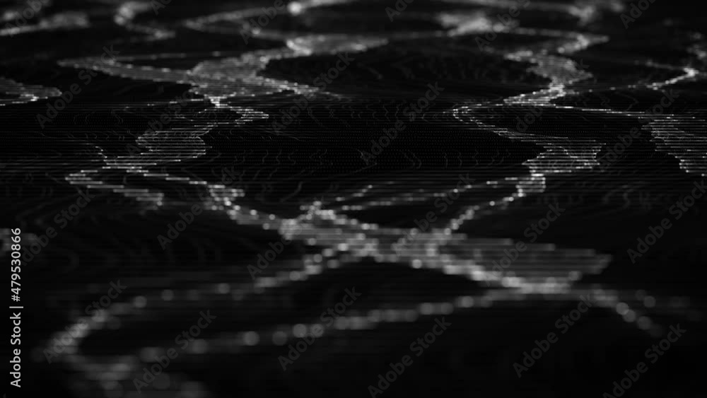 Poster abstract organic network mesh waving fx background loop/ 4k animation of an abstract fractal organic