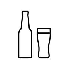 Beer bottle line icon, vector logo isolated on white background