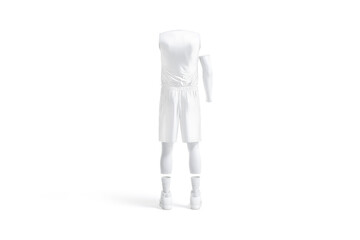 Blank white full basketball uniform mock up, back view