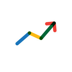 Financial chart with moving up arrow graph and world map in stock market on blue color background