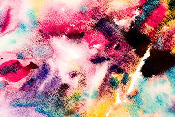 Watercolor abstract background, real art. Multicolored painting on paper, ink artwork for printing, illustrations. Background for books, leaflet, brochure printing.