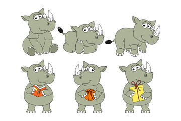 cute rhino animal cartoon vector graphic