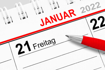 Kalender 21. Januar 2022  Freitag