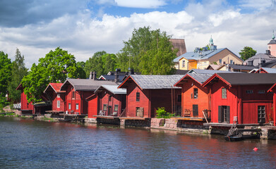 Fototapeta na wymiar Summer landscape of Porvoo old town, Finland