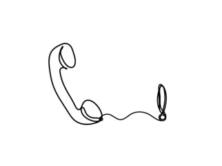 Abstract handset as line drawing on white background. Vector