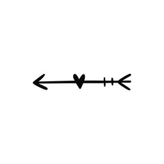 Fototapeta na wymiar Arrow and heart icon vector. St. Valentine's Day illustration sign. love symbol. Amour logo.