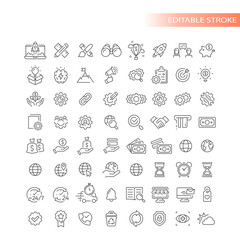 Business launch and web shopping site icons. Start up outlined icon set.