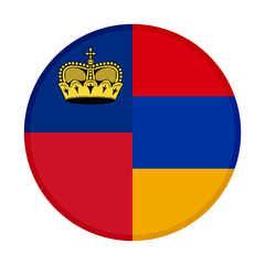 round icon with liechtenstein and armenia flags. vector illustration isolated on white background