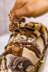 Delicious Ice Cream Gelatto Chocolate Strawberry Colorful Flavor Coconut Caramel Melted
