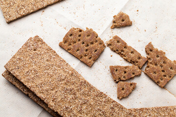 thin and crispy bread close up