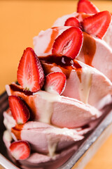 Delicious Ice Cream Gelatto Chocolate Strawberry Colorful Flavor Coconut Caramel Melted