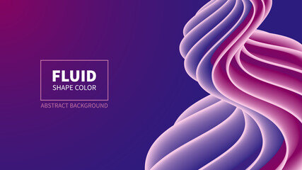 Colorful fluid color flow poster. Blue and pink liquid wave on bright blue background.