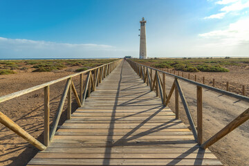 Fototapeta premium Lighthouse in the Sea of Jable, Fuerteventura 