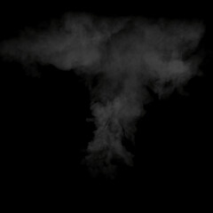 Cloudy shaped Explosion Smoke Thin Shred and Grey on black