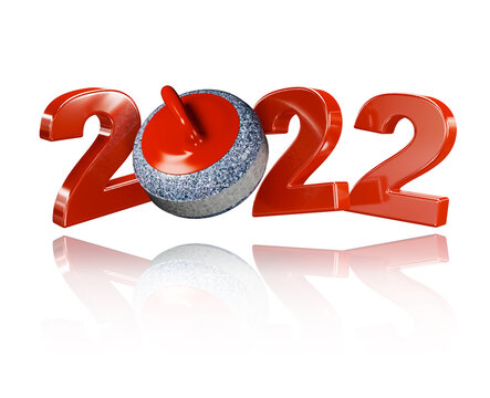 Curling Stone 2022 Design on White