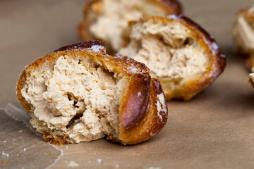 small cakes with custard dough and milk filling