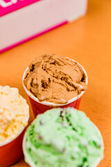 Delicious Ice Cream Gelatto Chocolate Strawberry Colorful Flavor Coconut Caramel Melted