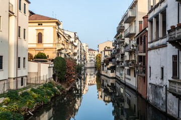 Fototapeta na wymiar A water channel in Padua, Italy