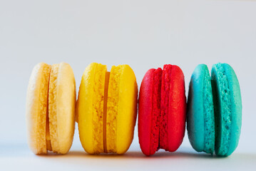 Colorful cookies on white background.
