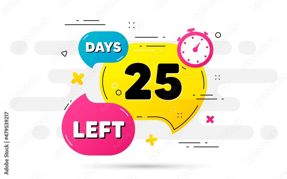Poster twenty five days left icon. countdown number on abstract flow pattern. 25 days to go sign. count off