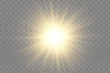 Fototapeta premium Bright beautiful star.Vector illustration of a light effect on a transparent background. 