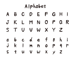 手書き風のアルファベット　ベクターイラスト　小文字　大文字