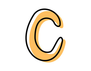 手書き風のアルファベット　ベクターイラスト　大文字 C