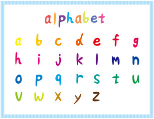 手書き風のアルファベット　ベクターイラスト　小文字