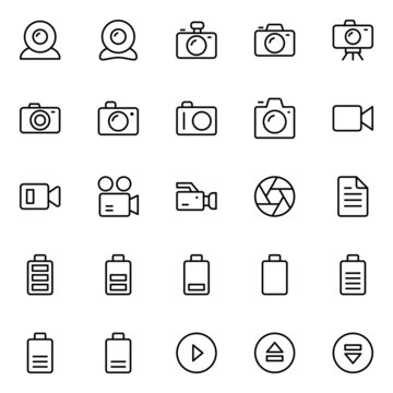 Outline icons for multimedia.