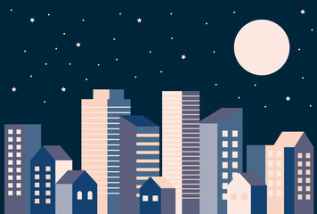 Naklejka premium 背景素材_シンプルなビル街_夜