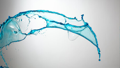Blue water splash on white background