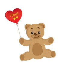 Obraz premium teddy bear with heart shaped balloon I love you