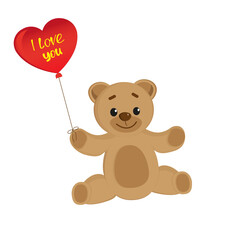 Teddy Bear with heart shaped balloon I love you