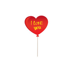 Fototapeta na wymiar Red heart shaped balloon I love you