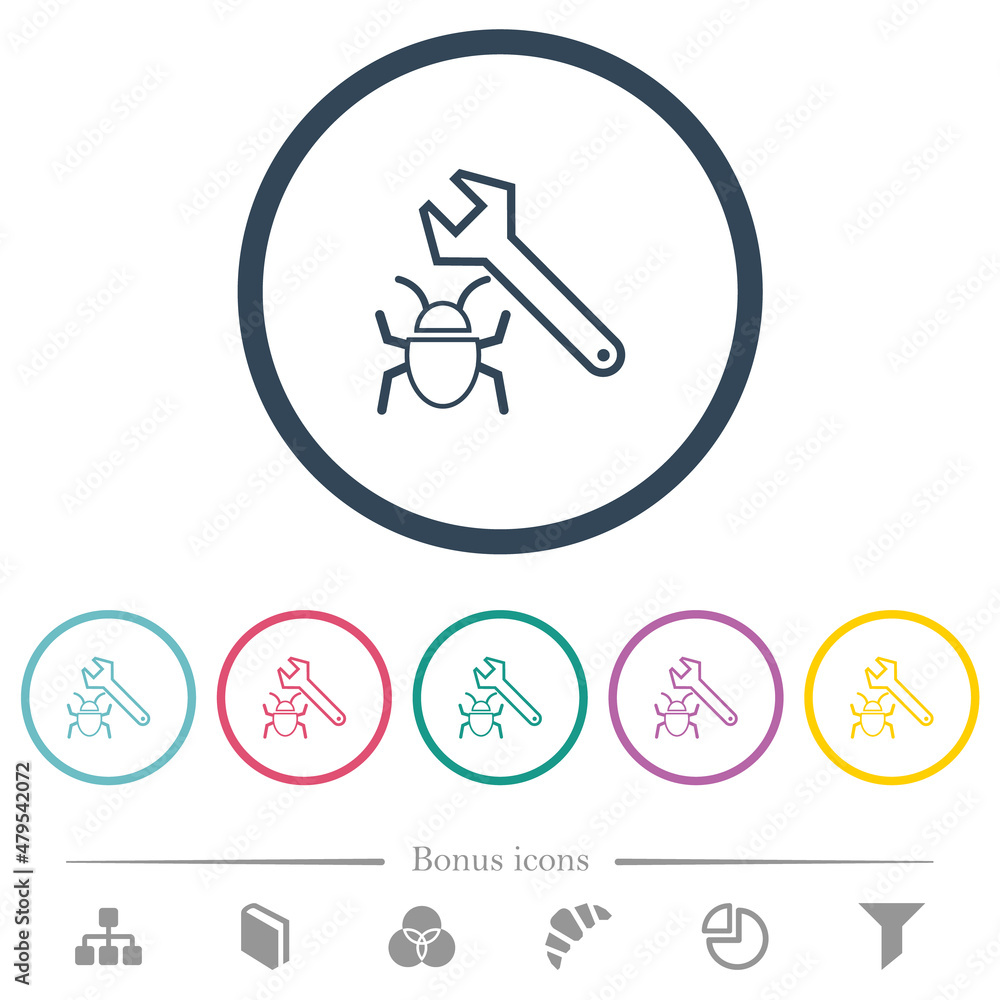 Poster bug fixing outline flat color icons in round outlines