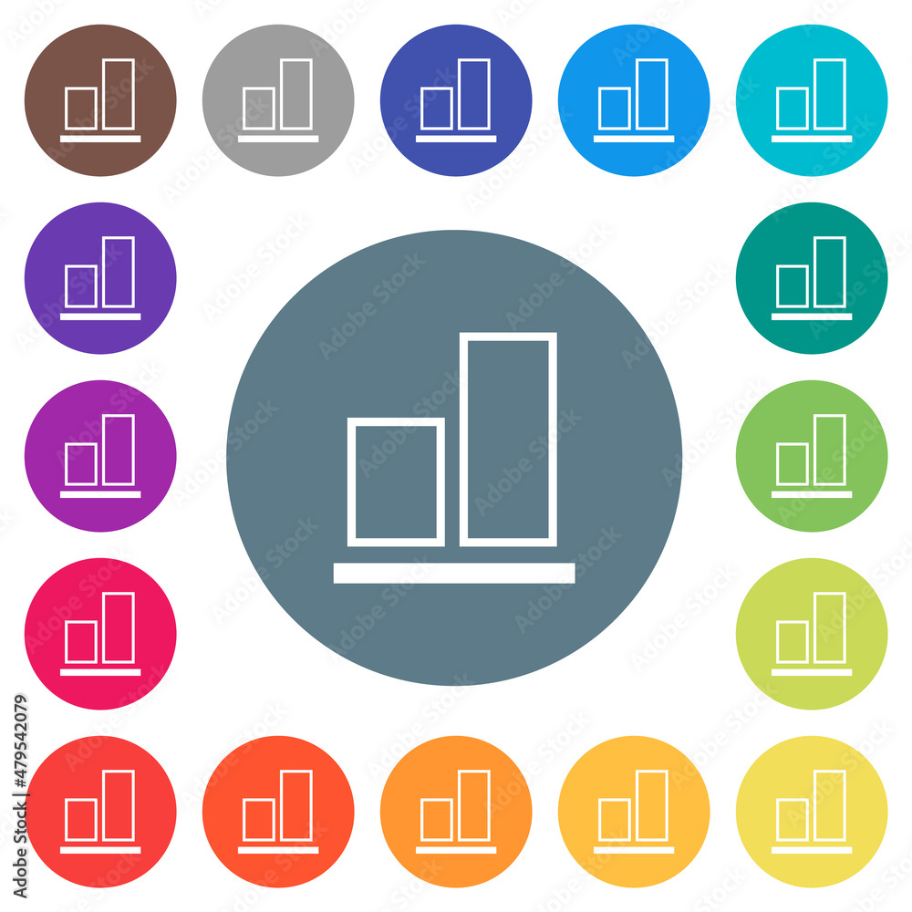 Poster align to bottom outline flat white icons on round color backgrounds
