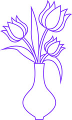 Flower in a vase. Outline drawing 