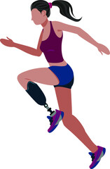 Fototapeta na wymiar Sportswoman with a prosthetic leg. Paralympics