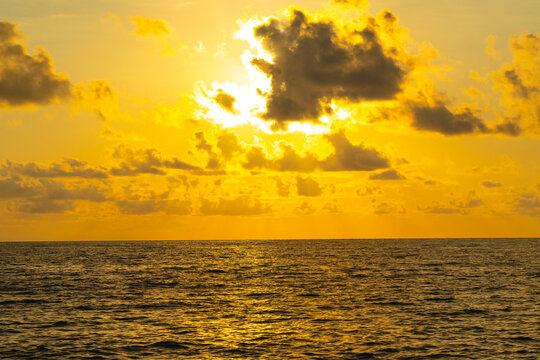 beautiful orange sunset on the sea
