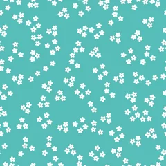 Poster de jardin Petites fleurs Beau motif vintage. Petites fleurs blanches. Fond bleu. Arrière-plan transparent floral. Un modèle élégant pour les imprimés à la mode.