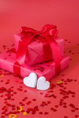 Glazed heart shaped cookies for Valentine's day - delicious homemade natural organic pastry, baking with love for Valentine's day, love concept