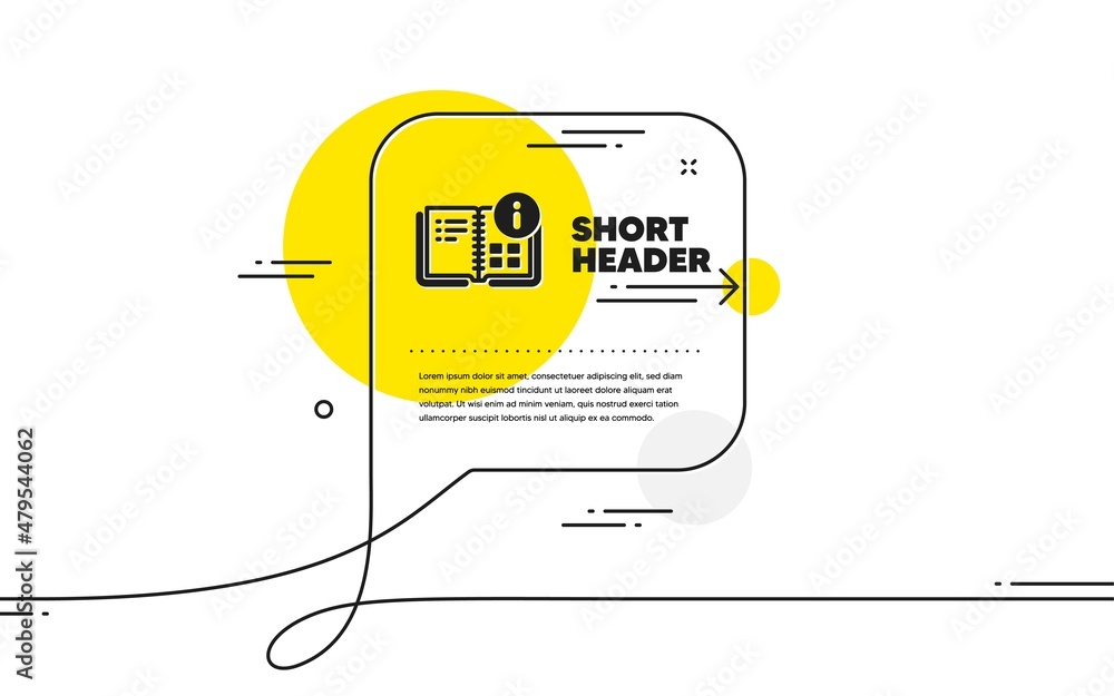 Poster instruction info icon. continuous line chat bubble banner. technical information sign. instruction i