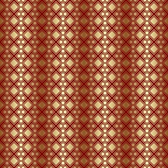 Red gold seamless pattern with regular embellishments..Background like luxury wrapping paper..Design for printing paper as a gold background.