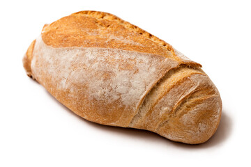 Panino tipo francesino, pane tradizionale italiano isolato su fondo bianco 